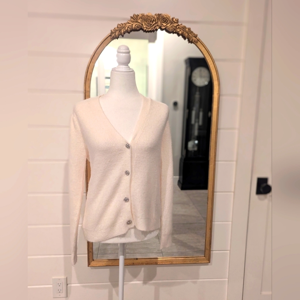 LOFT Cardigan with rhinestone buttons, size small